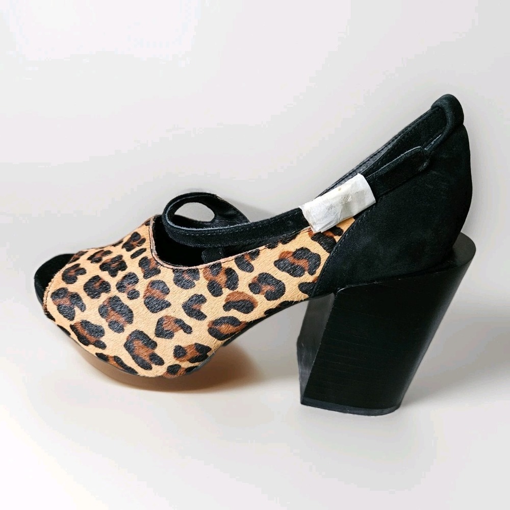 LuLaRoe Leopard Print Sandals Womens 7.5 Block Heel‎ Open Toe Strappy Faux Suede